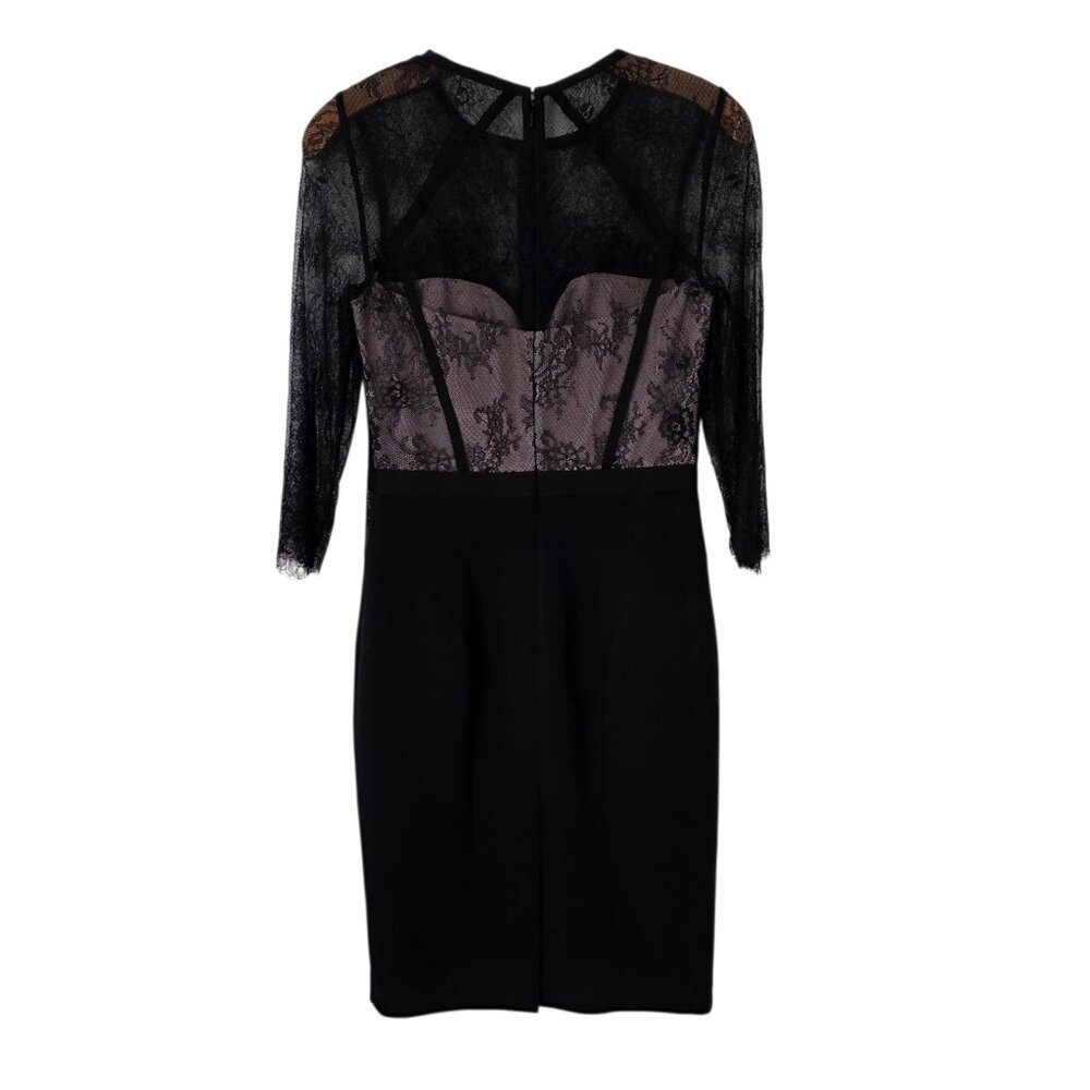 KAREN MILLEN Black Vintage Lace Cocktail Dress Lined Formal Party US 6 UK 10